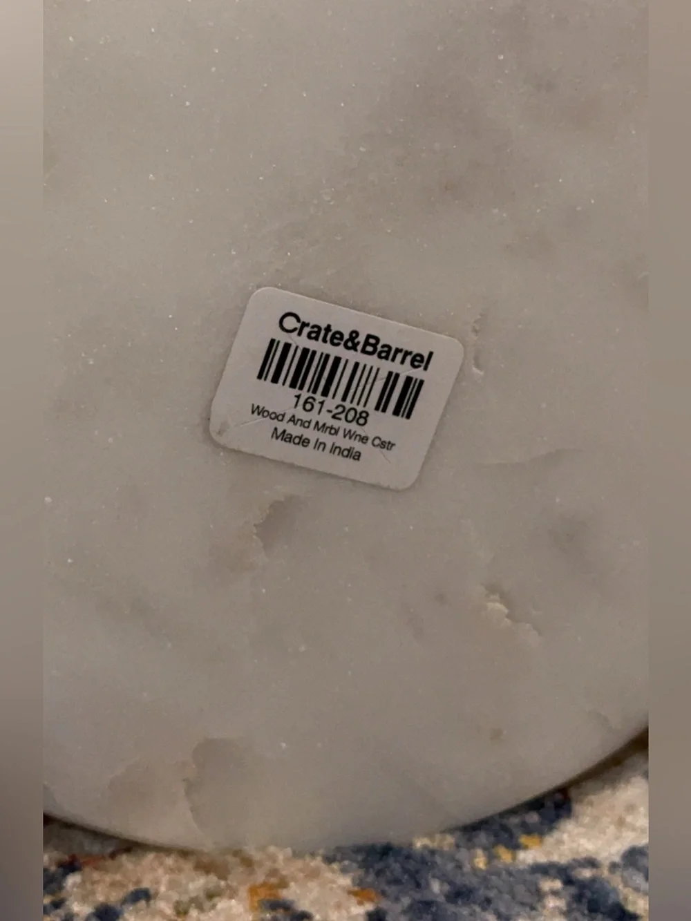 NWT CRATE & BARREL Wood and Marble 🍷 Coaster Non-Personalized (1)